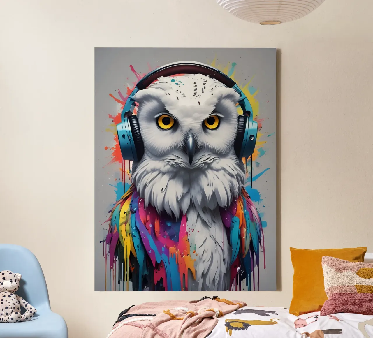 White owl music art canvas by MakArena