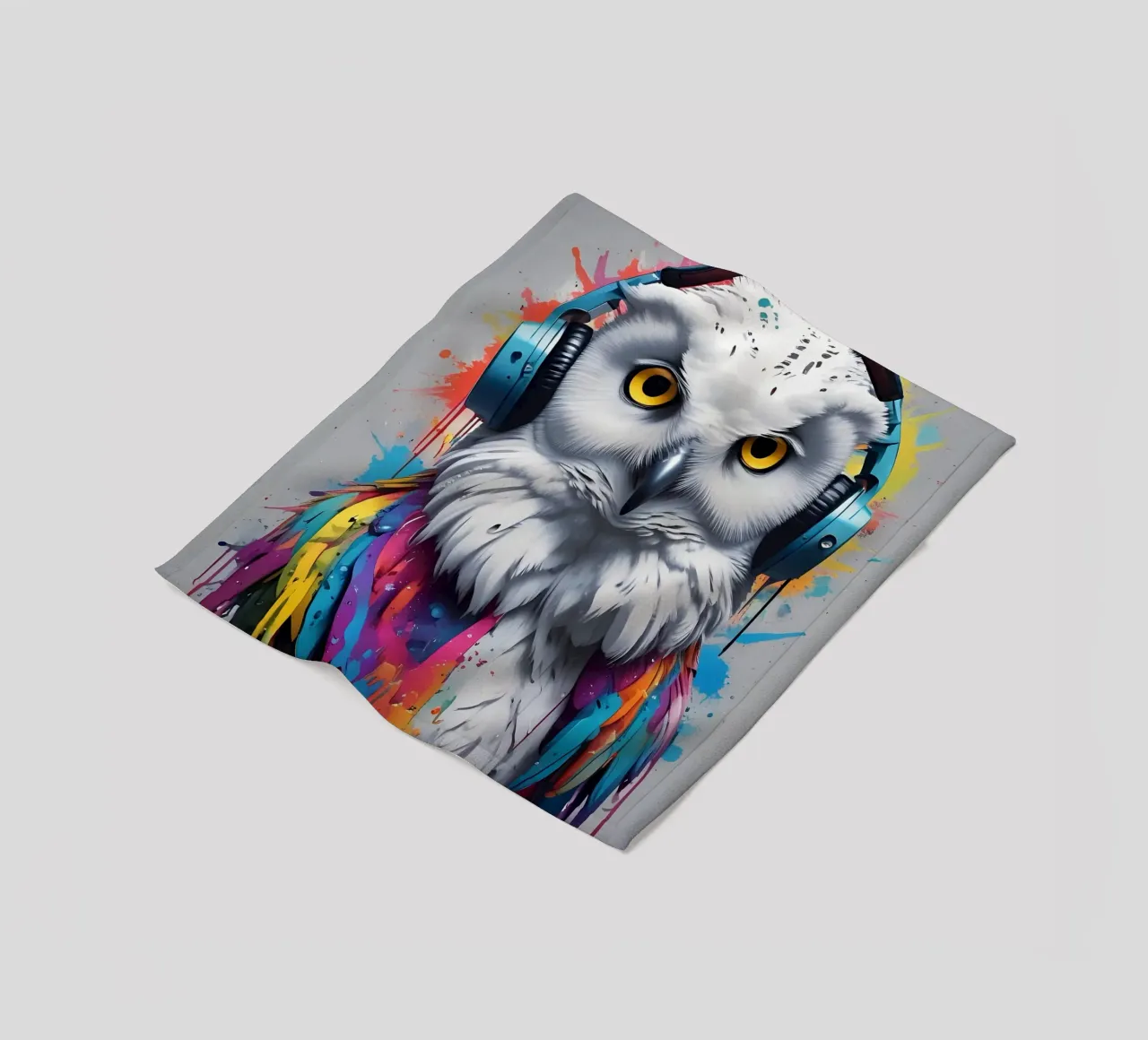 White owl music art fleece blanket by MakArena