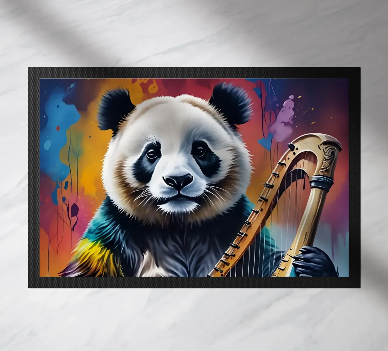 Panda and harp doormat by MakArena