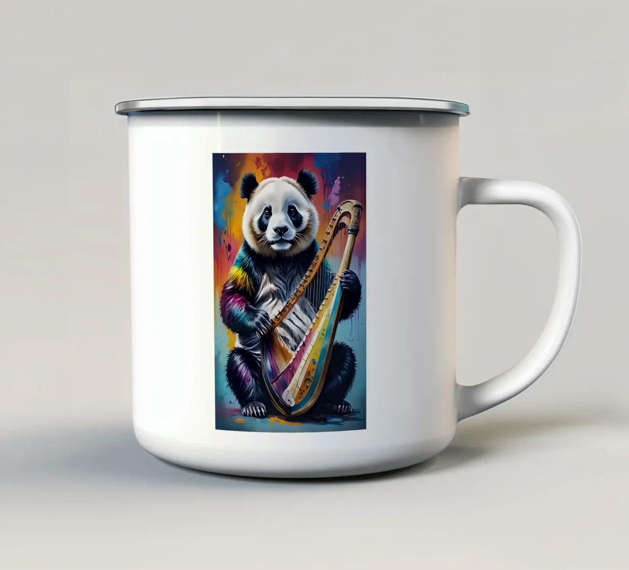 Panda e arpa tazza in smalto da MakArena