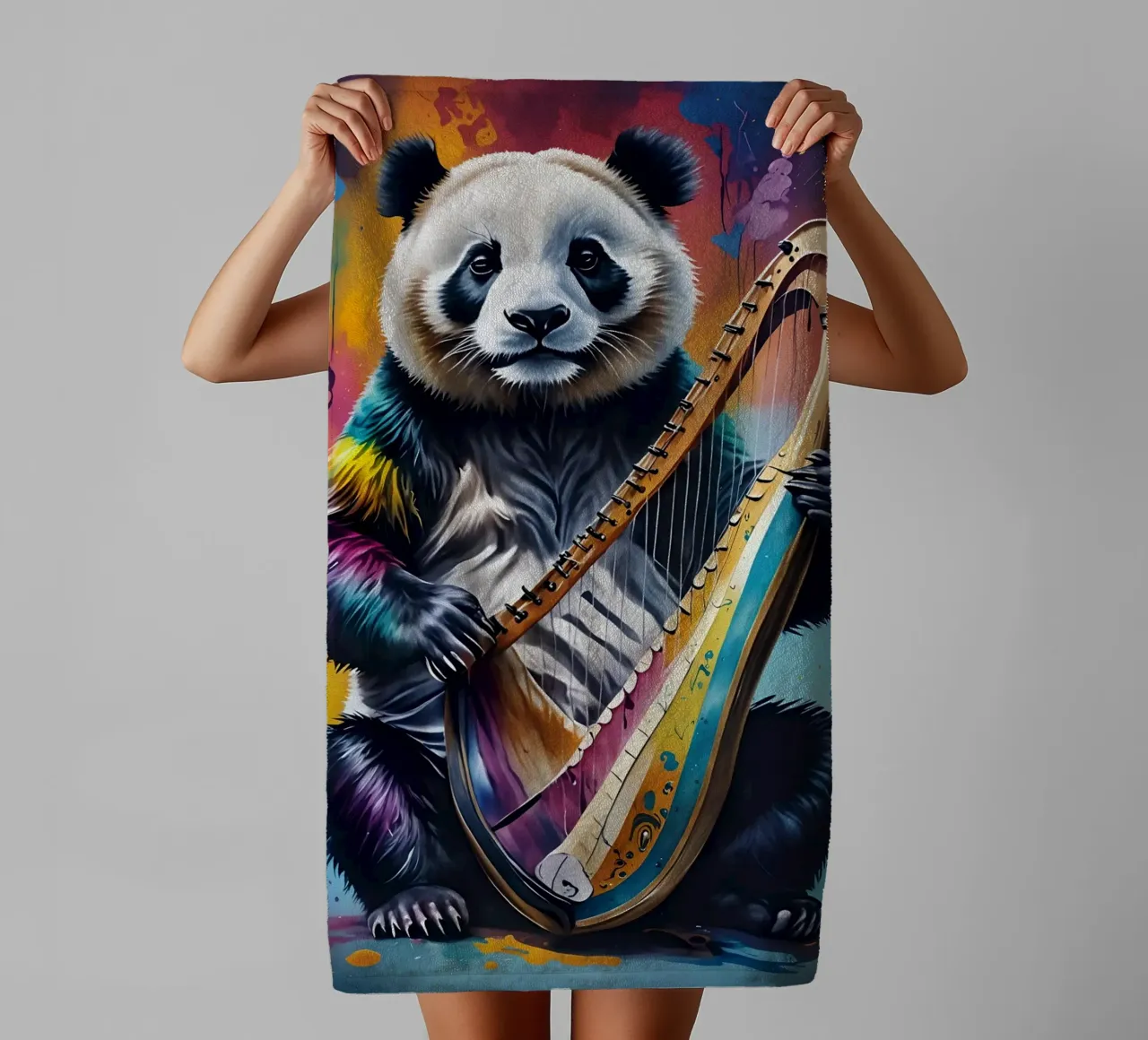 Panda e arpa asciugamano da bagno da MakArena