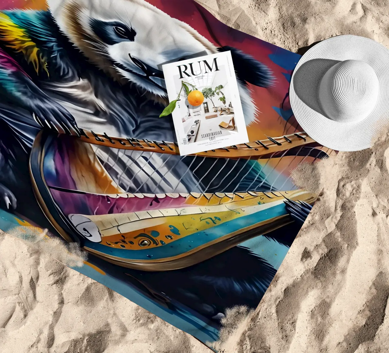 Panda e arpa telo mare da MakArena