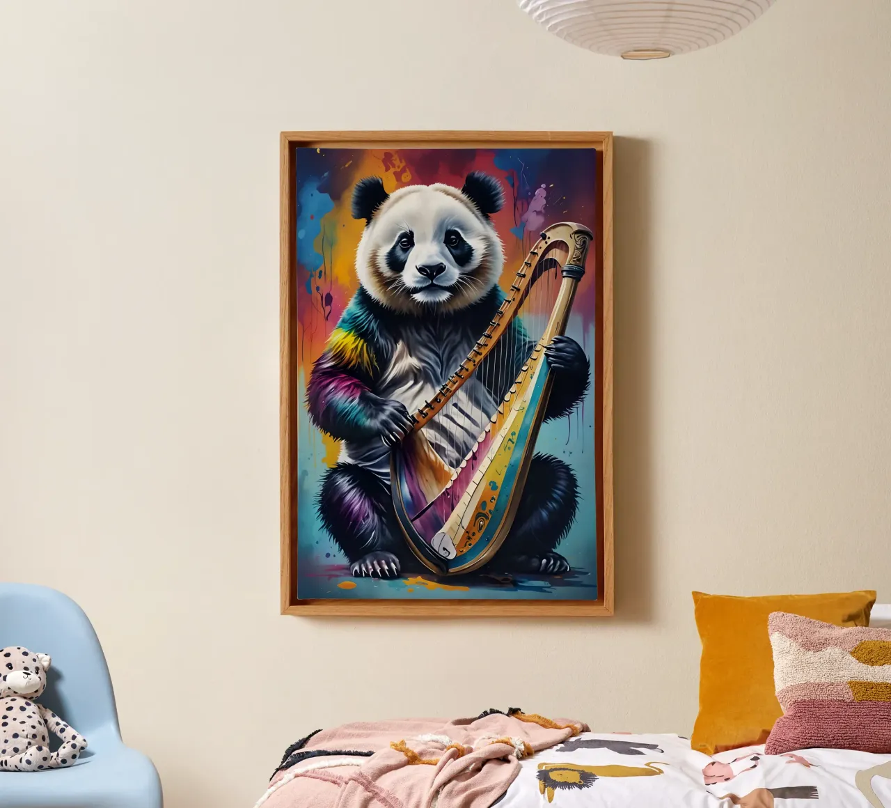 Panda en harp canvas met Baklijst van MakArena