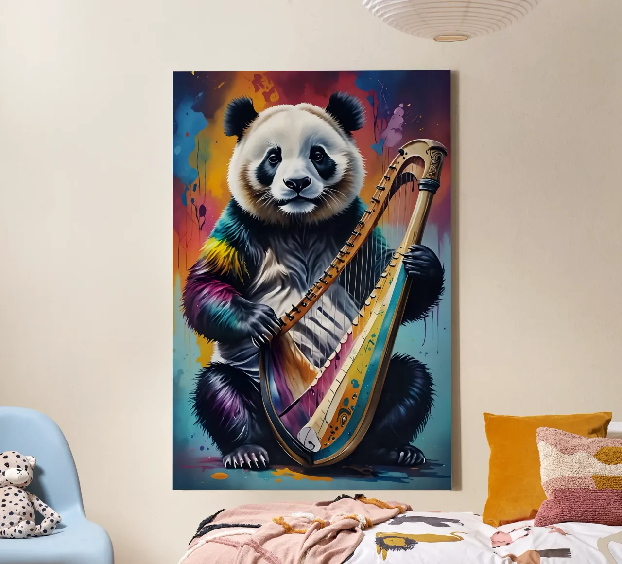 Panda en harp canvas met Baklijst van MakArena