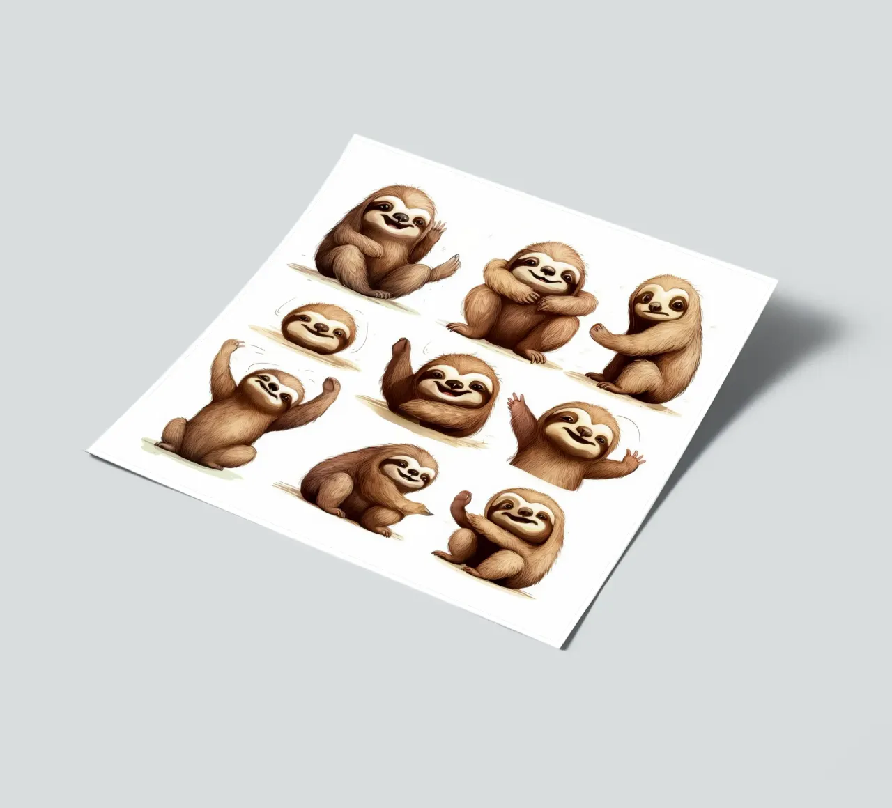 Retro-Faultierbande Stickerbogen von Funny Animals