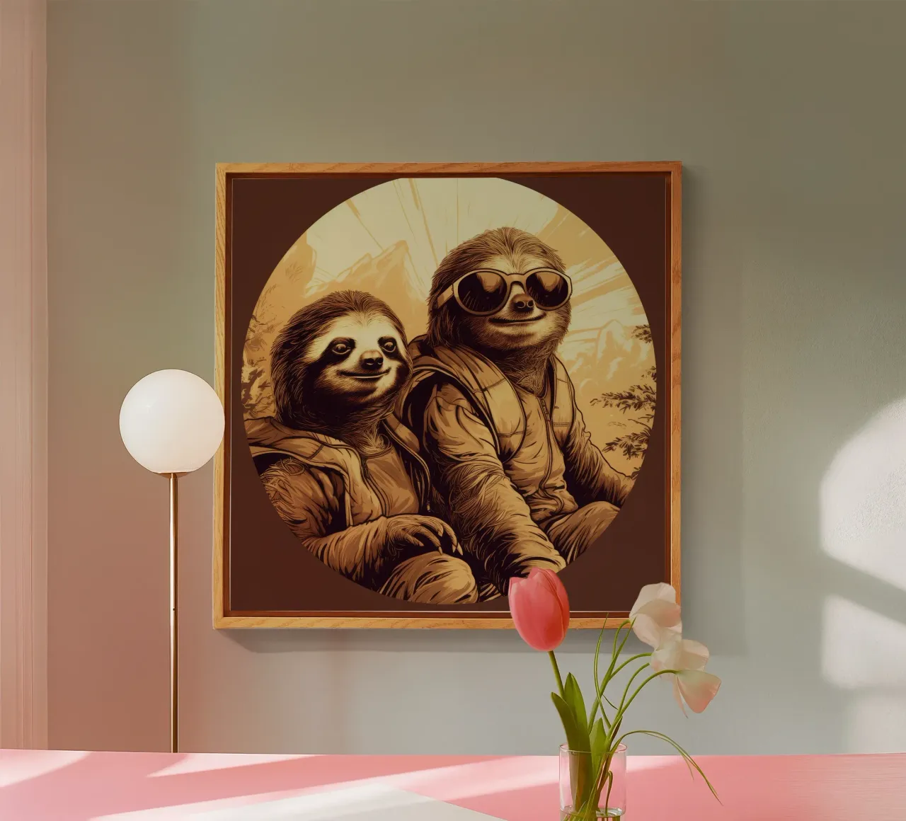 Retro Sloth Duo plexiglass da Funny Animals