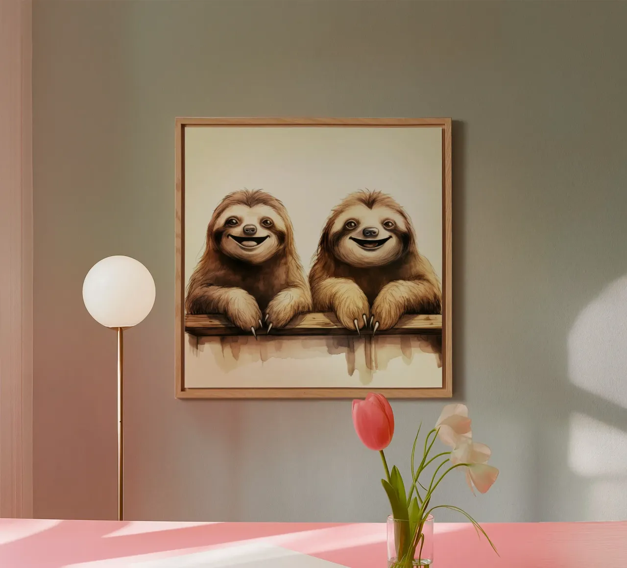 Retro Sloth Duo alluminio dibond da Funny Animals