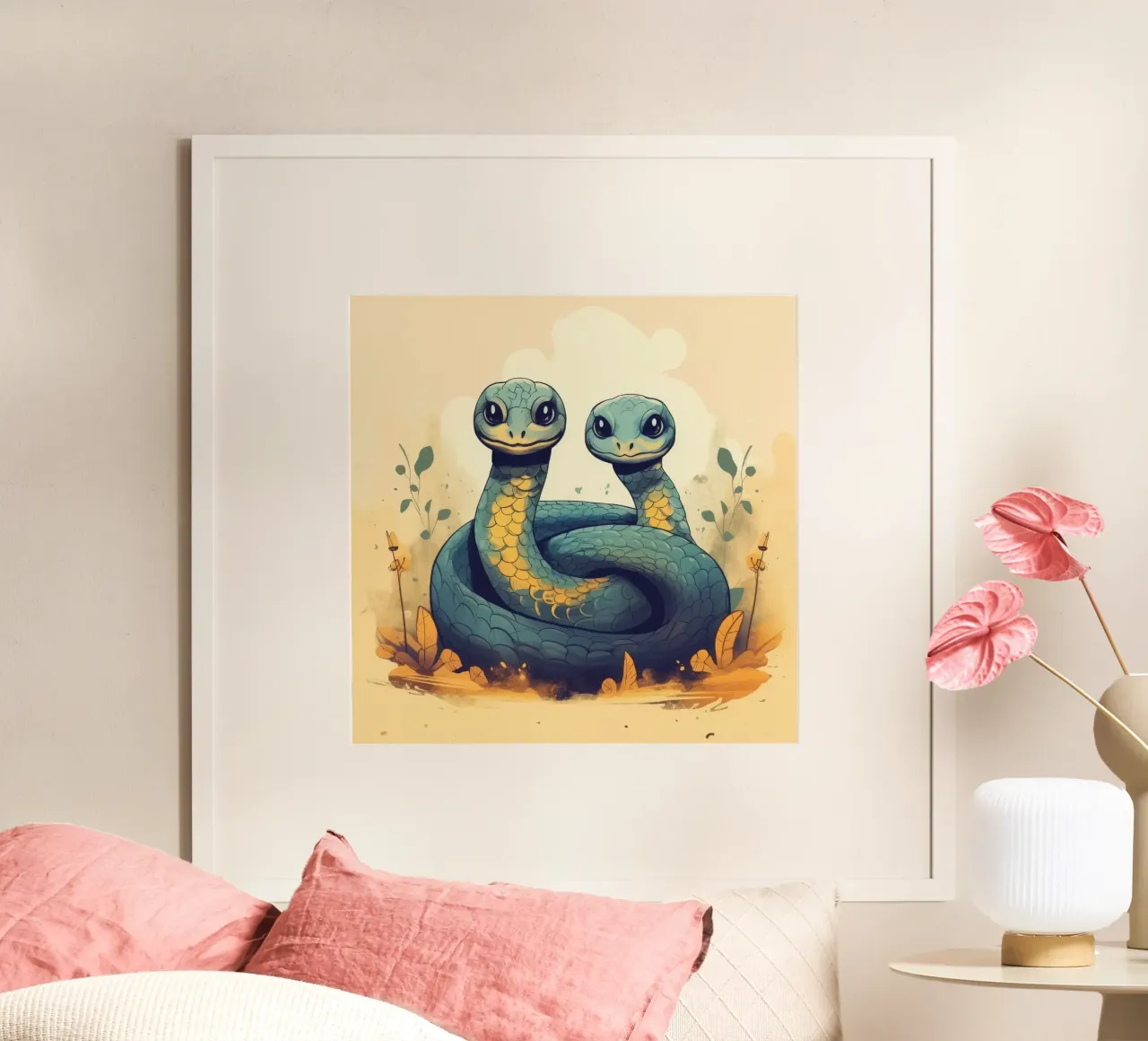 Retro Snake Duo Hahnemühle von Funny Animals