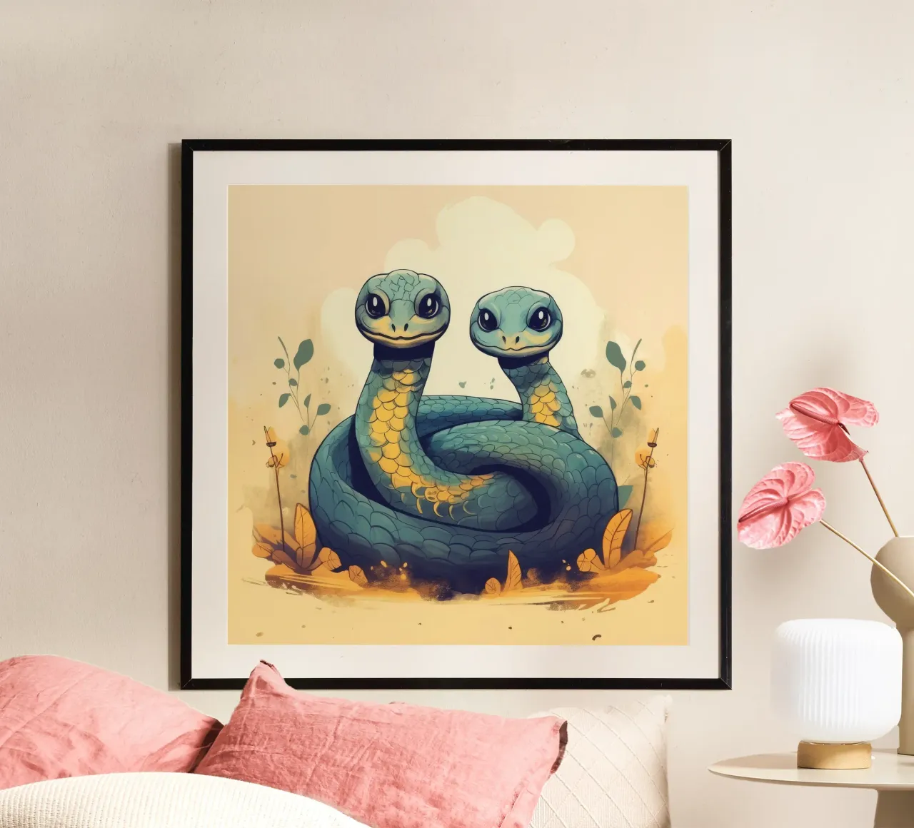 Retro Snake Duo Hahnemühle von Funny Animals