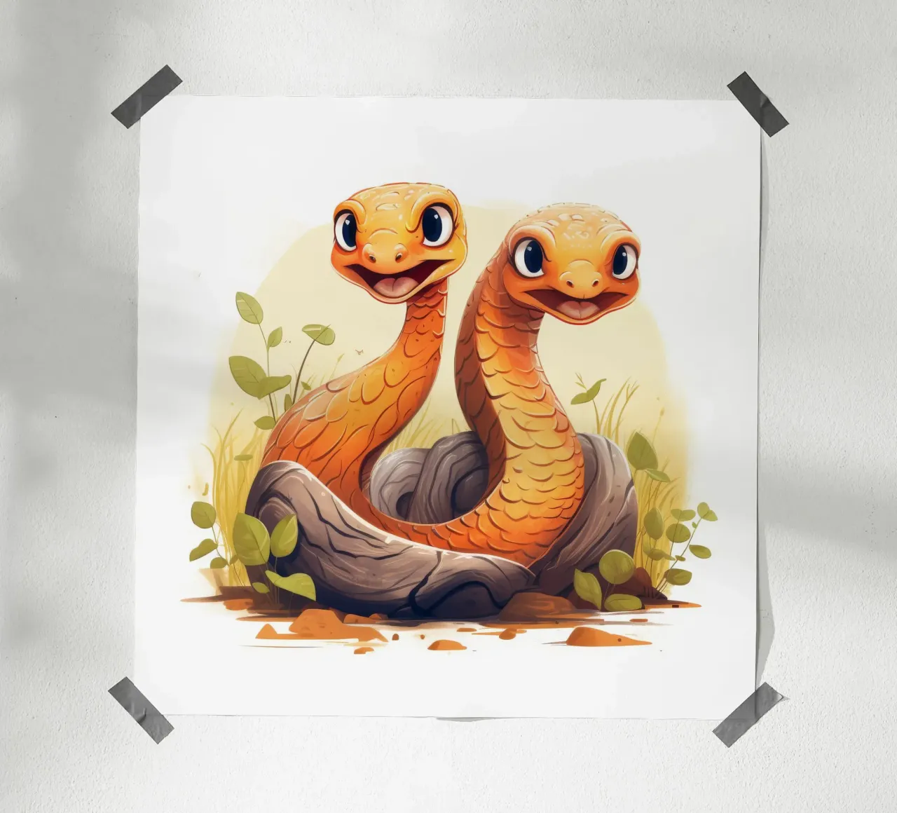 Retro Snake Duo Hahnemühle von Funny Animals