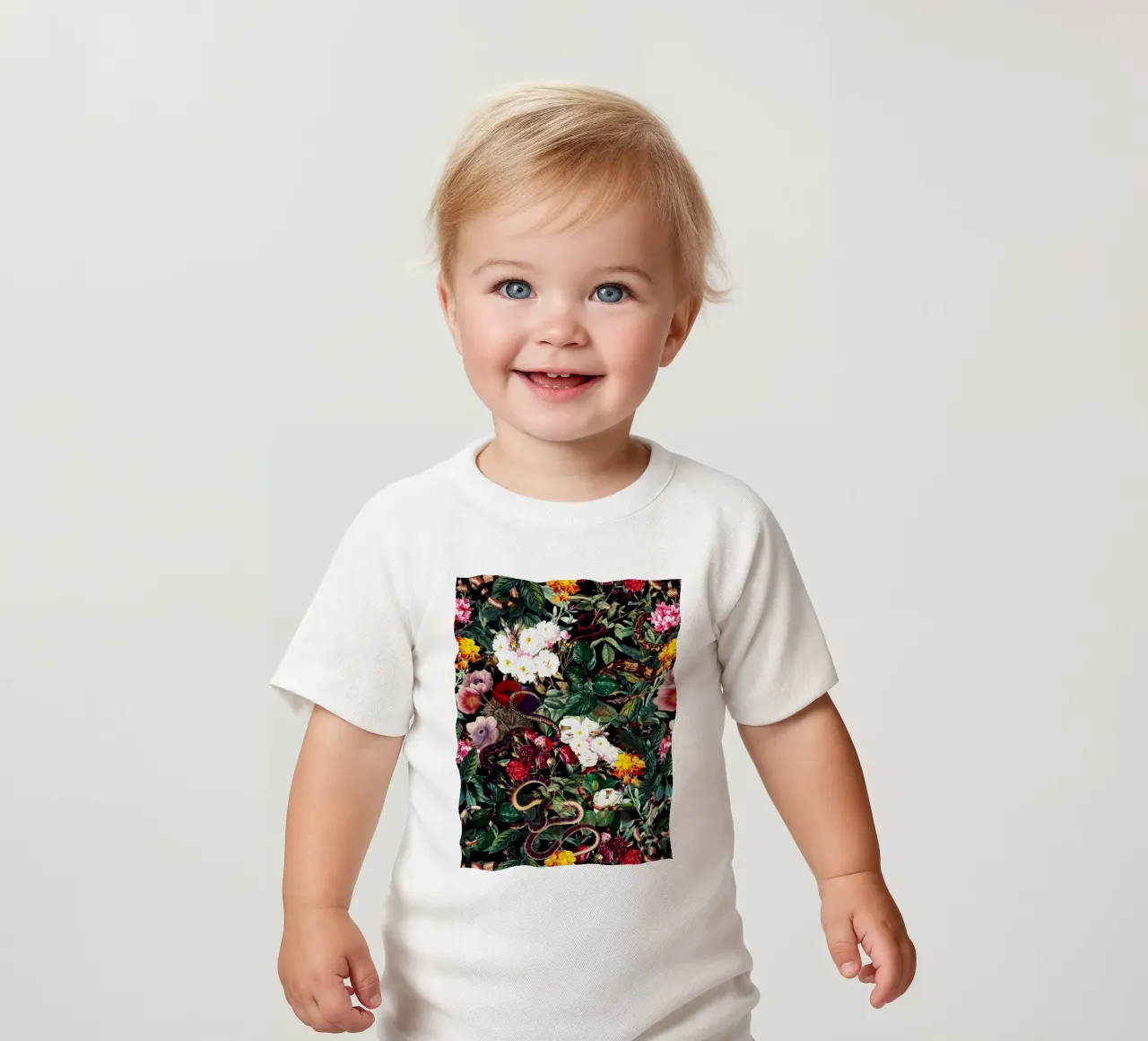 Flowers and Snake Pattern maglietta neonato da burcukorkmazyurek