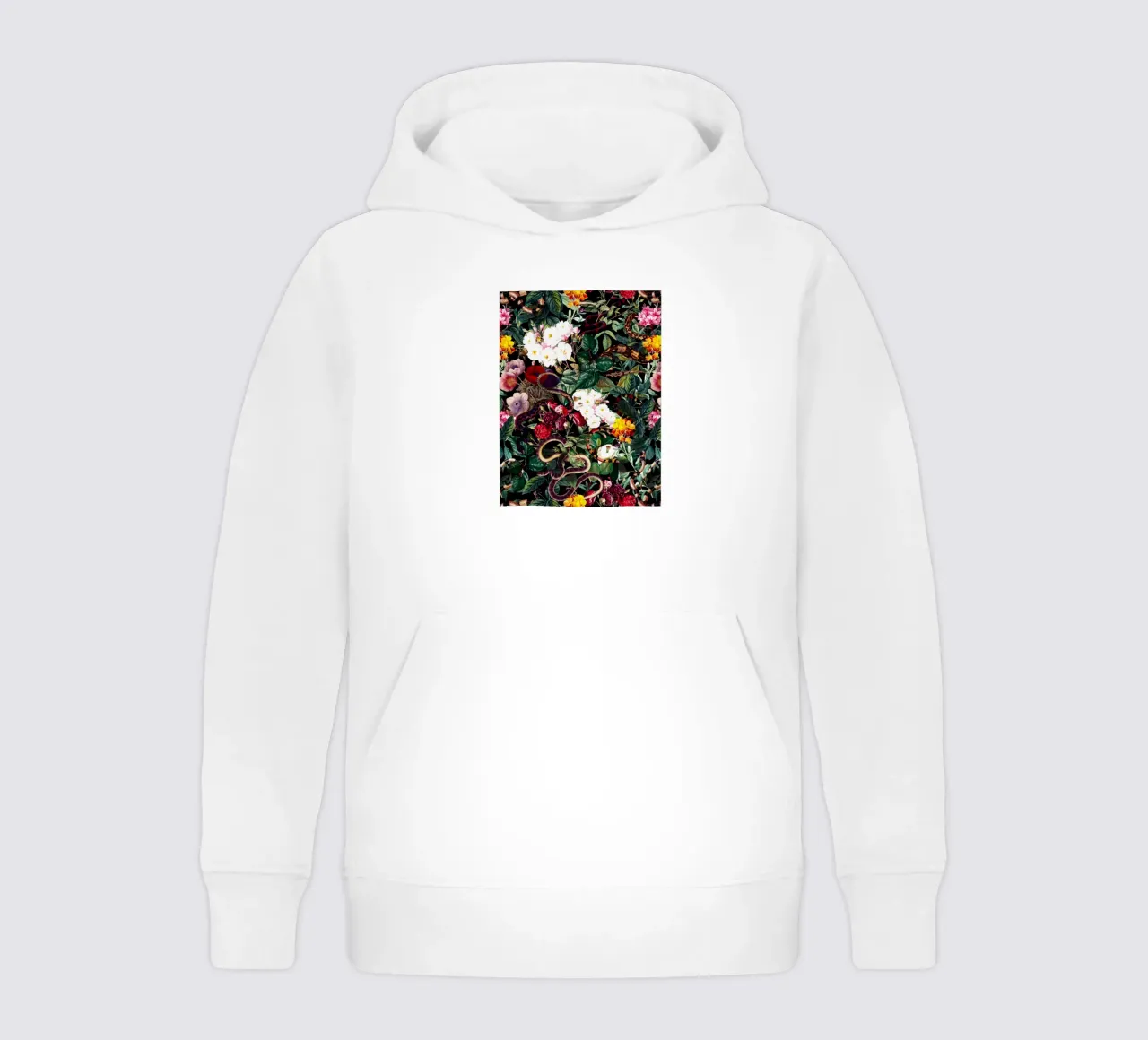 Flowers and Snake Pattern felpa bambino con cappuccio da burcukorkmazyurek
