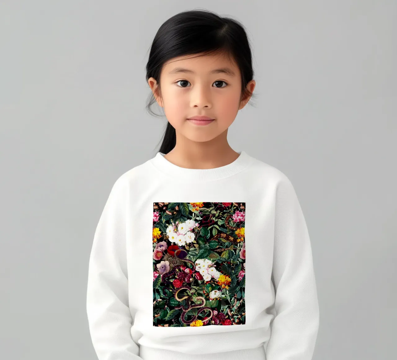 Flowers and Snake Pattern felpa bambino da burcukorkmazyurek