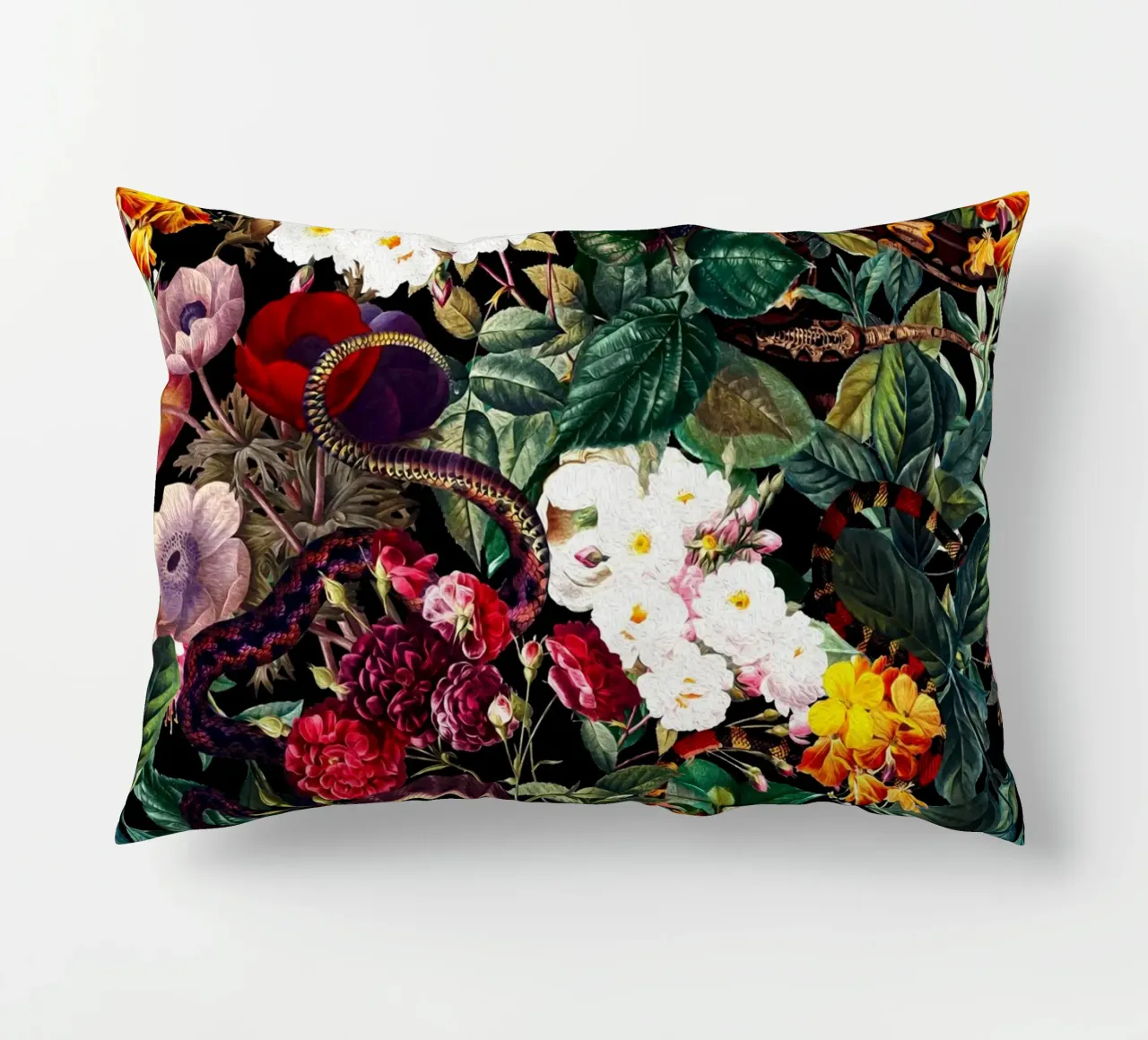 Flowers and Snake Pattern cuscino da burcukorkmazyurek