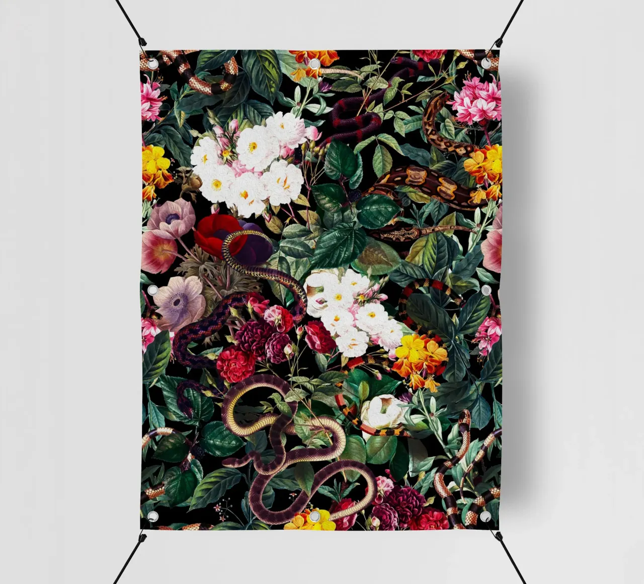 Flowers and Snake Pattern telo in pvc da burcukorkmazyurek