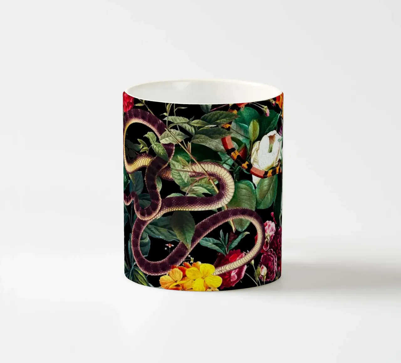 Flowers and Snake Pattern tazza in ceramica da burcukorkmazyurek