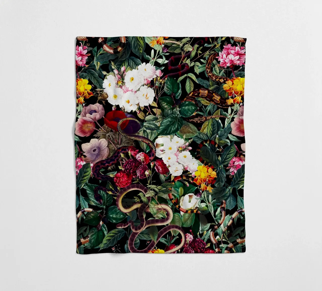 Flowers and Snake Pattern coperta in pile da burcukorkmazyurek