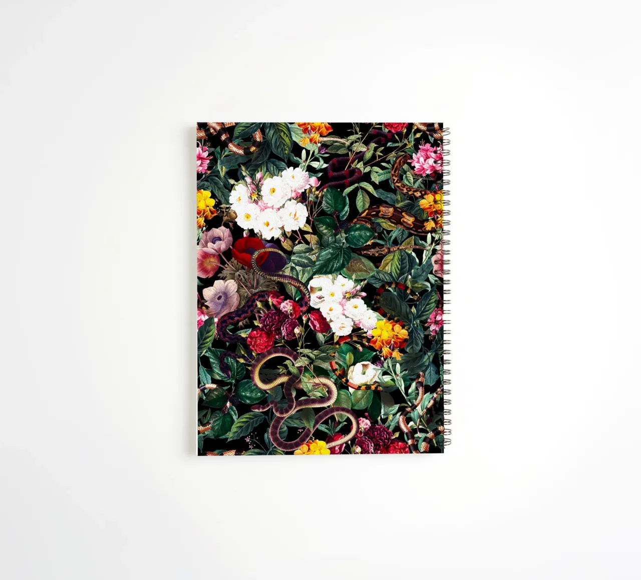 Flowers and Snake Pattern spiral notebook by burcukorkmazyurek