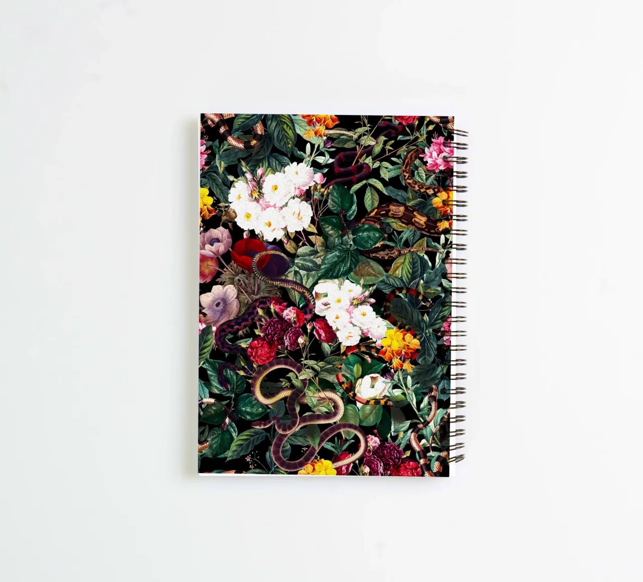 Flowers and Snake Pattern spiral notebook by burcukorkmazyurek