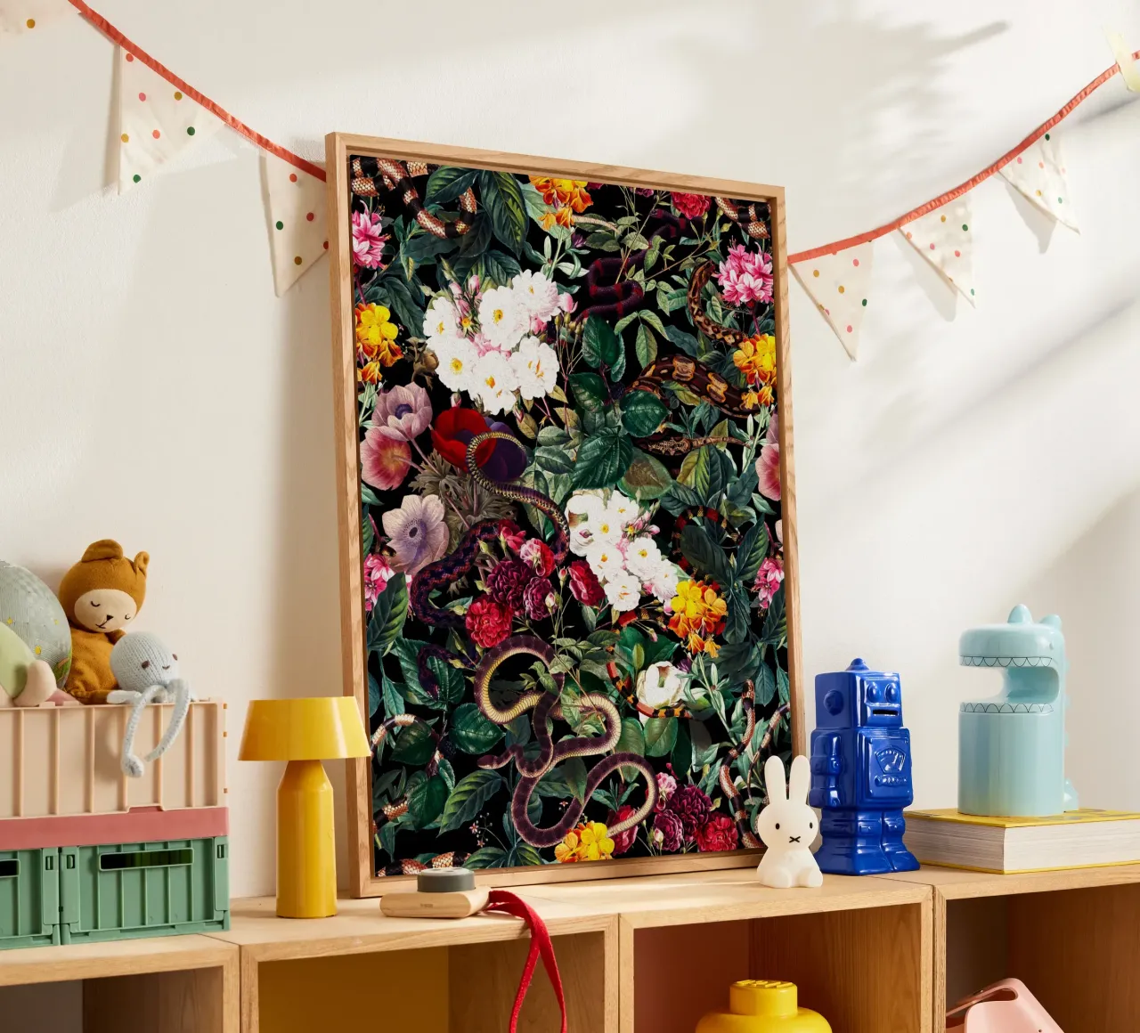 Flowers and Snake Pattern plexiglass da burcukorkmazyurek