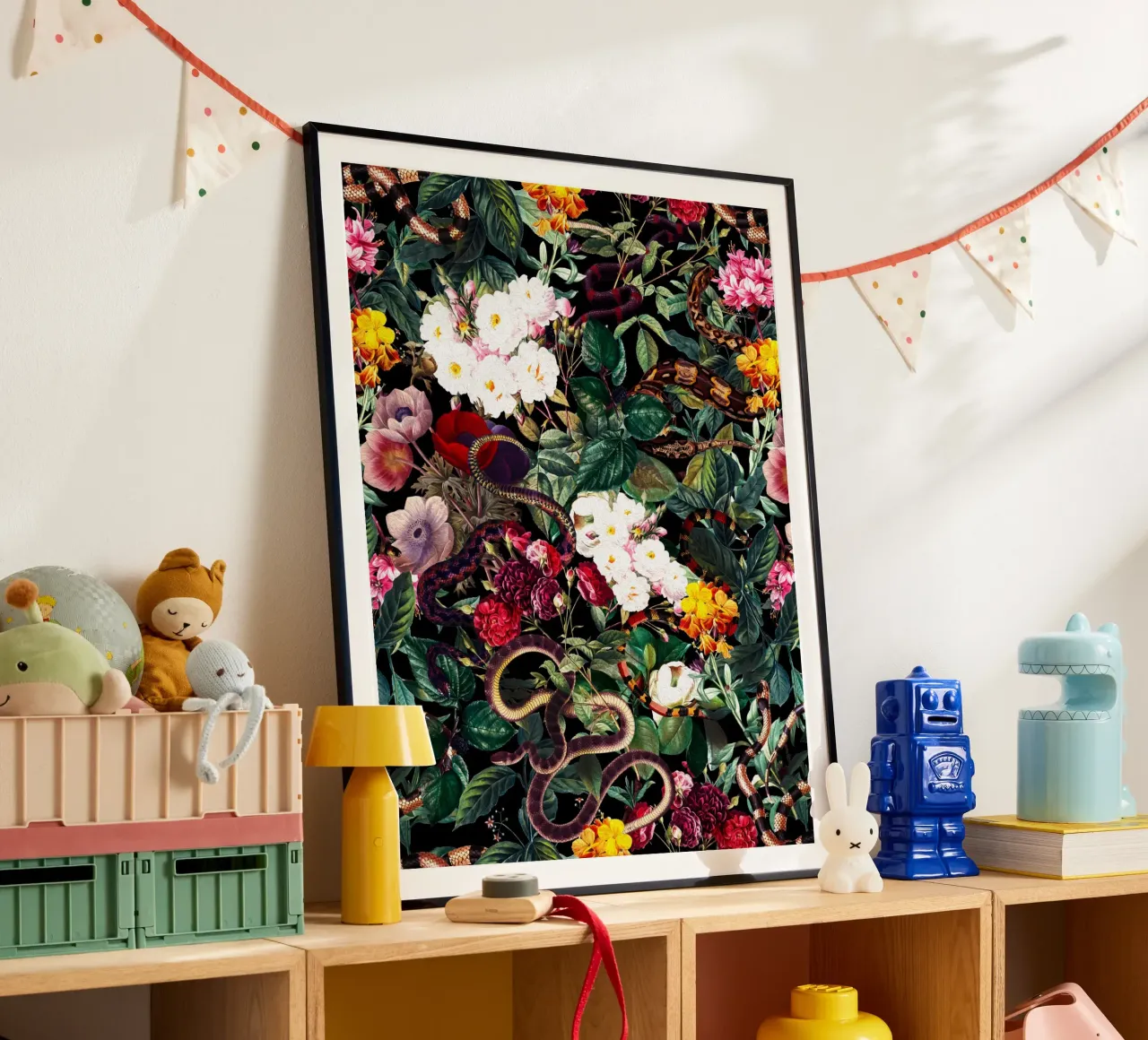 Flowers and Snake Pattern carta hahnemühle da burcukorkmazyurek