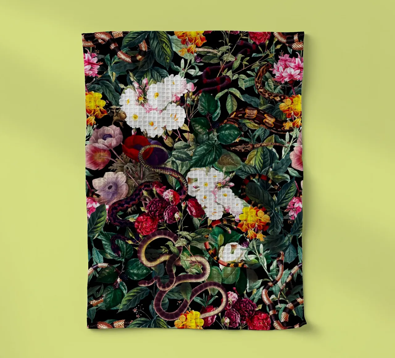 Flowers and Snake Pattern canovaccio da cucina da burcukorkmazyurek