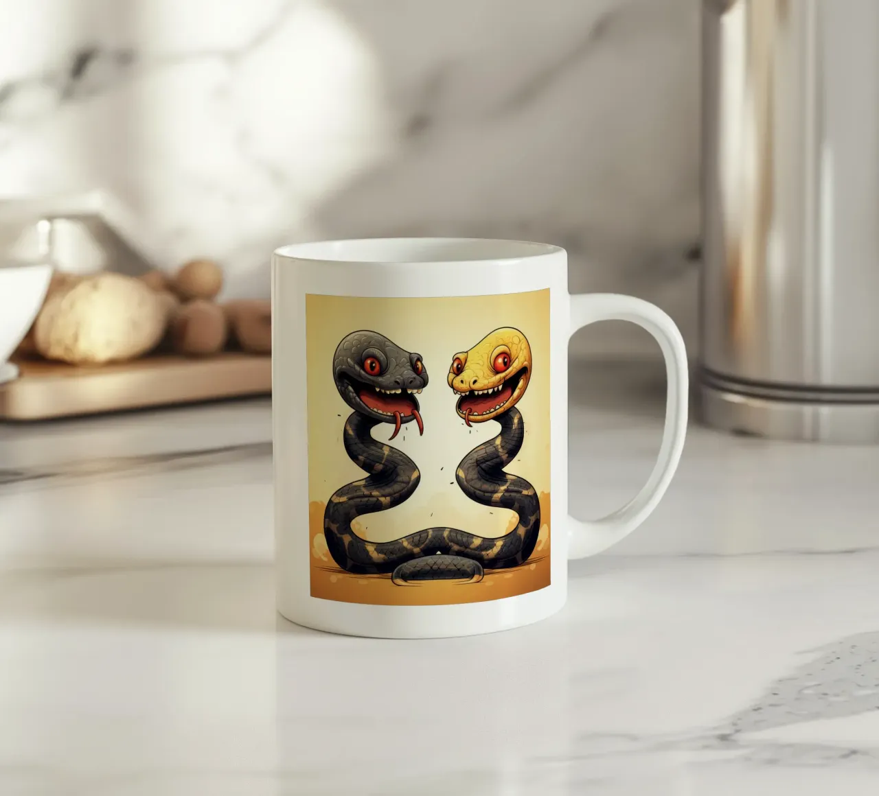 Retro Snake Duo ceramic mug by Funny Animals
