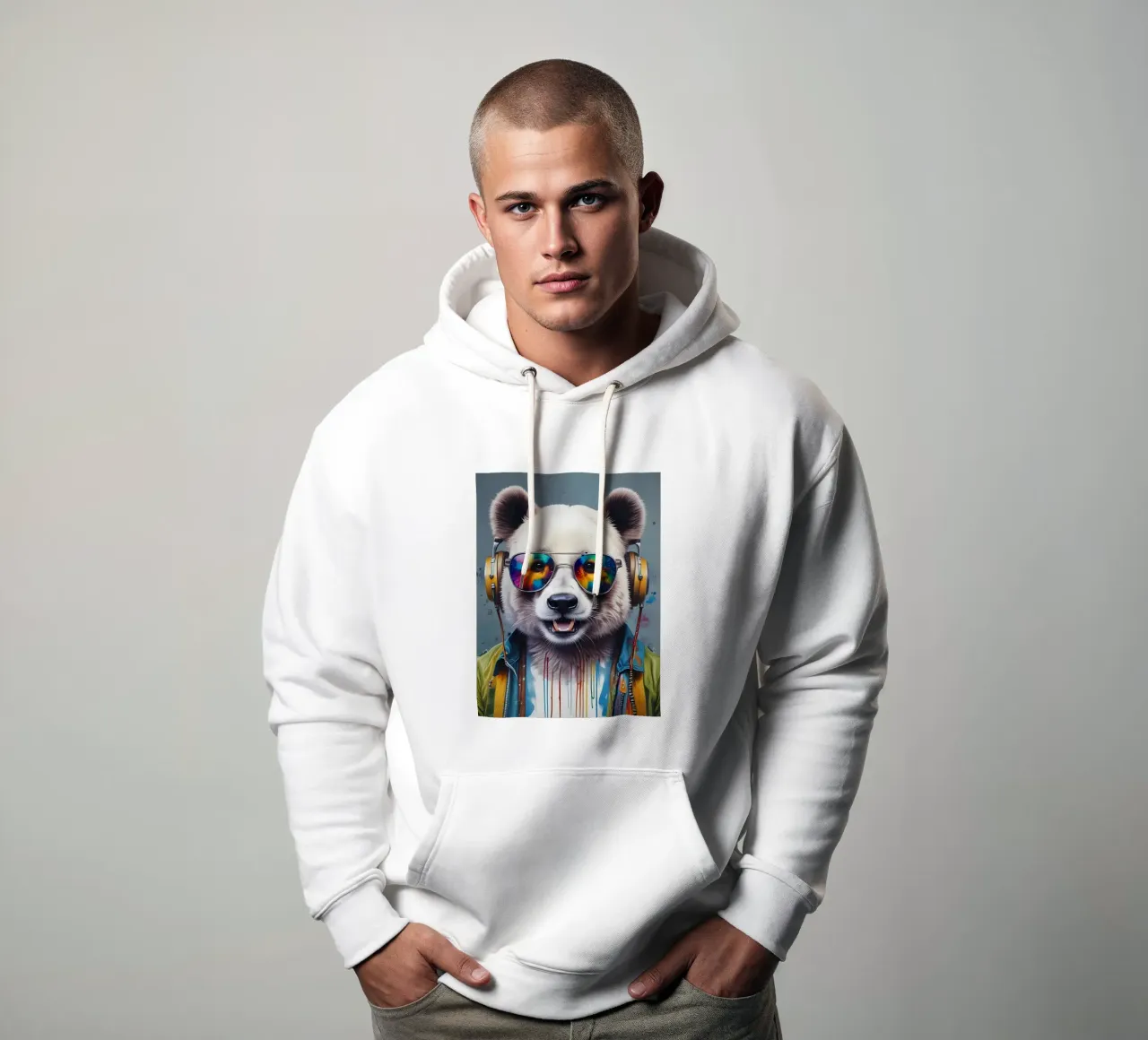 Panda in glases gamer felpa con cappuccio da MakArena