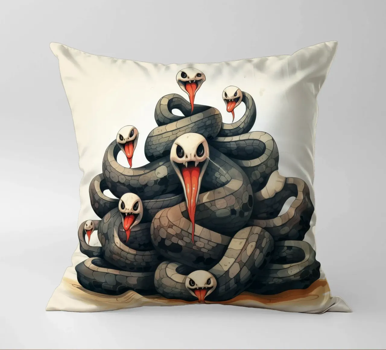 Retro Snake Gang decorative cushion by Funny Animals
