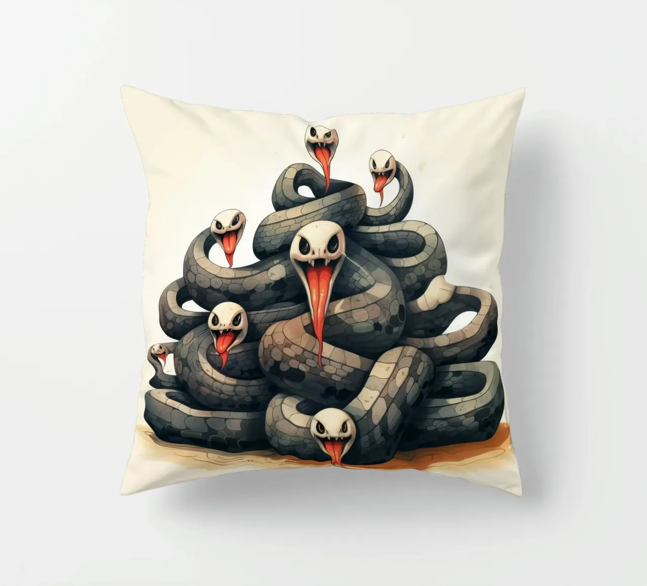 Retro Snake Gang decorative cushion by Funny Animals