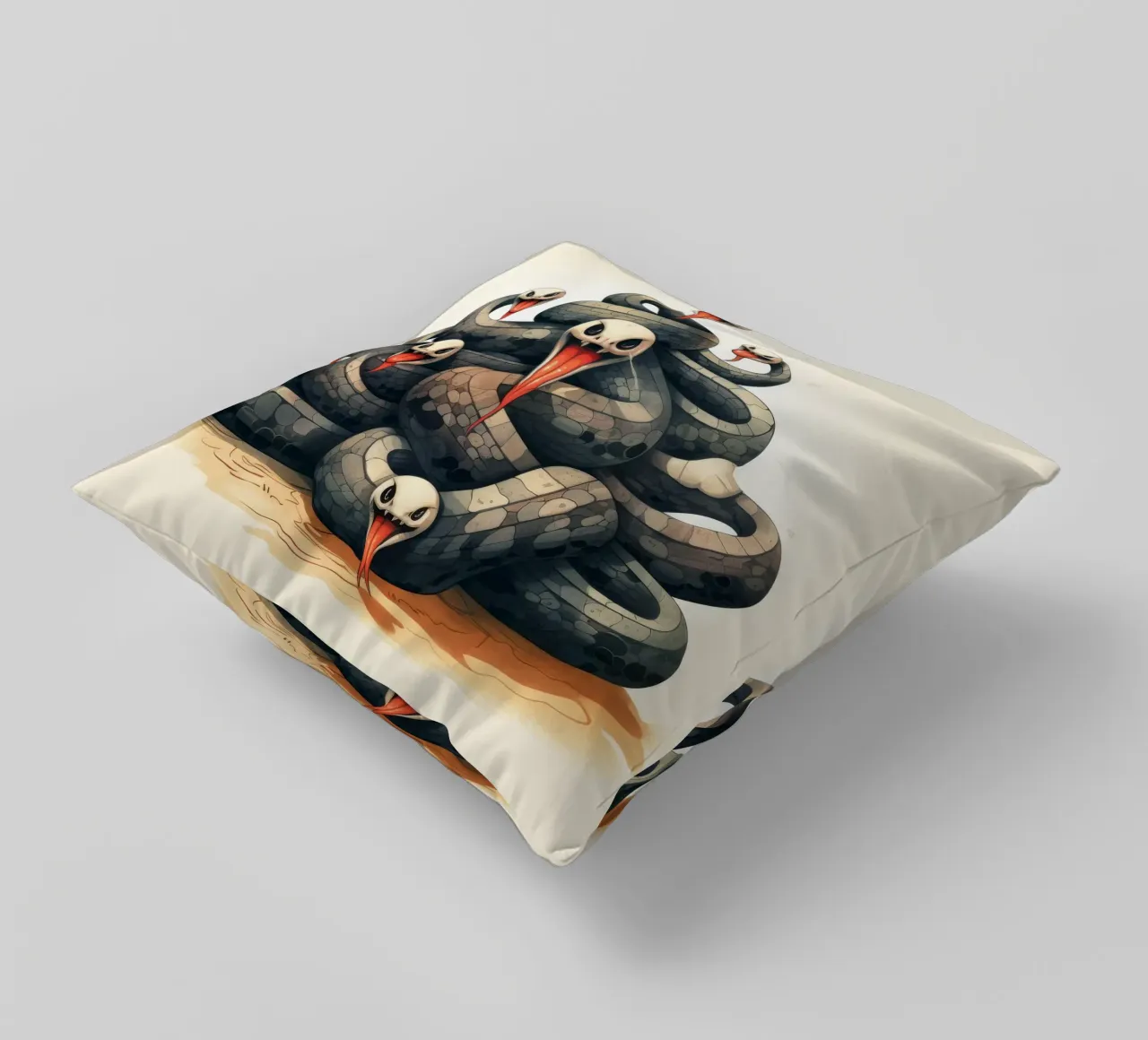 Retro Snake Gang decorative cushion by Funny Animals
