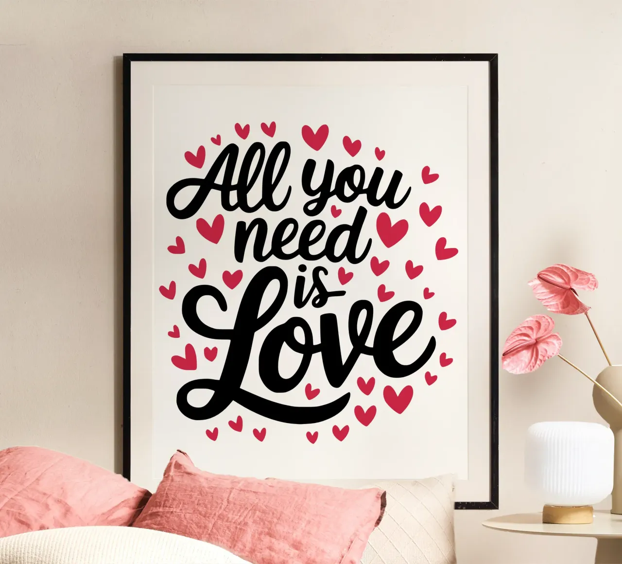 All you need is love poster with plastic frame by RB-Quotes
