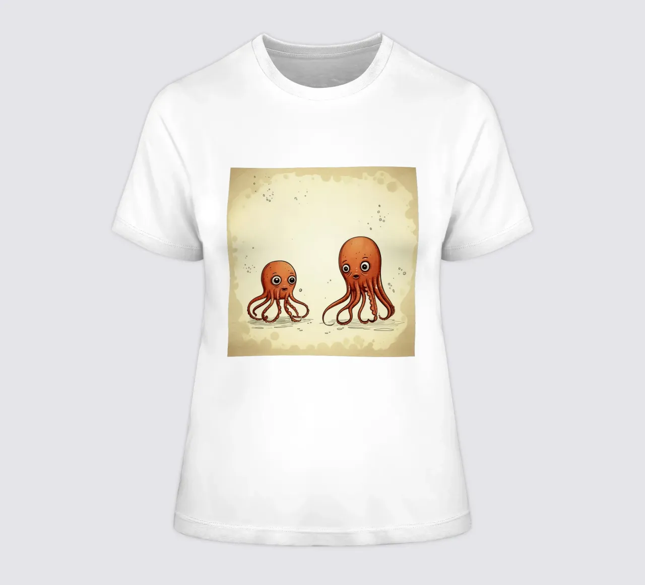 Retro Squid Duo women's fitted t-shirt by Funny Animals