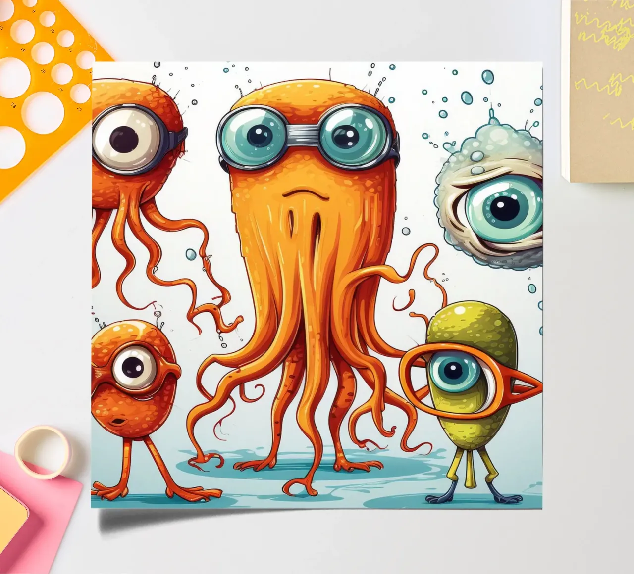 Retro Squid Gang sticker sheet by Funny Animals