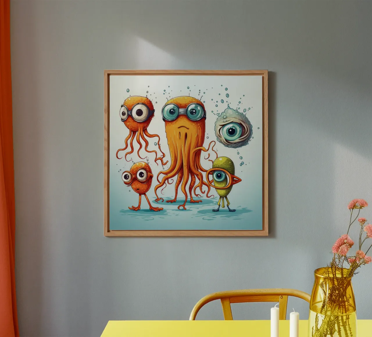Retro Inktvisbende forex-plaat van Funny Animals