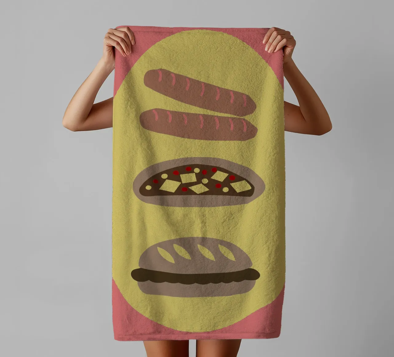 Salsiccia e pizza asciugamano da bagno da TRENDY POSTER SHOP
