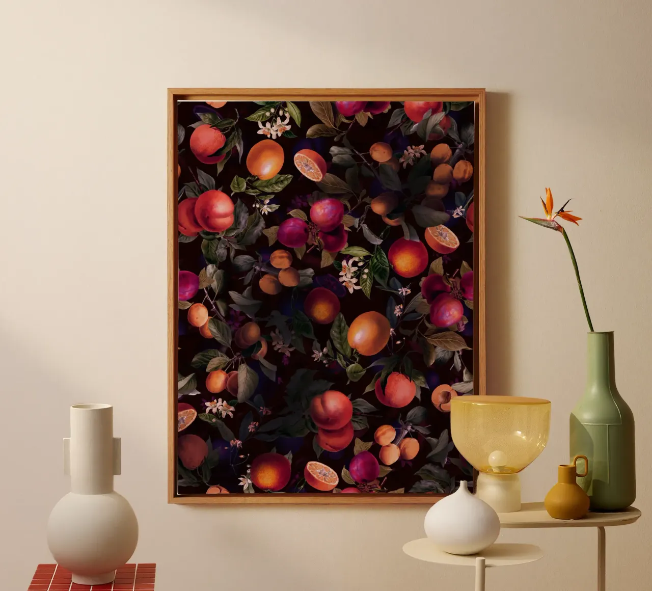 Vintage Fruit Pattern XXIV canvas met Baklijst van burcukorkmazyurek