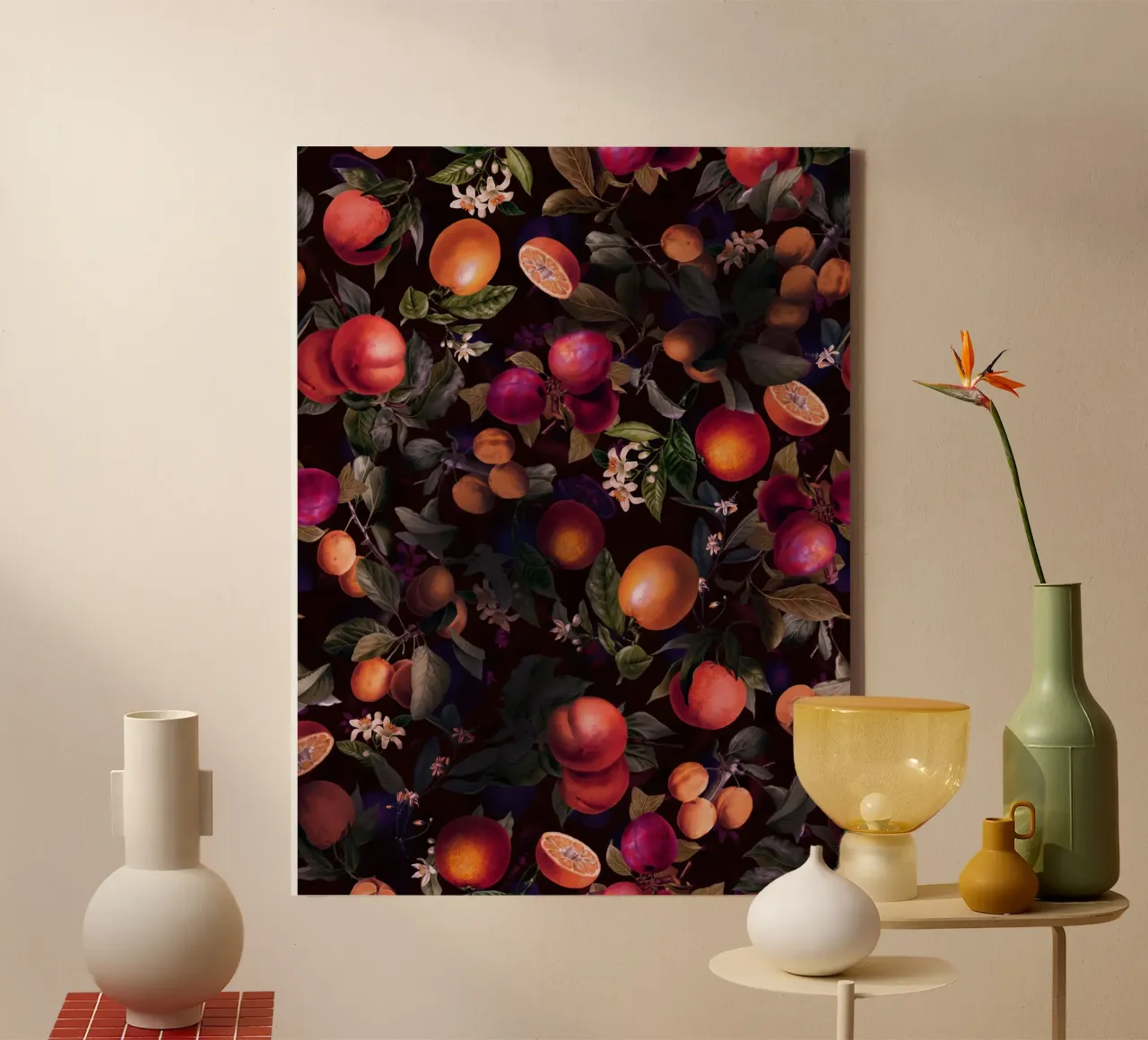 Vintage Fruit Pattern XXIV canvas met Baklijst van burcukorkmazyurek