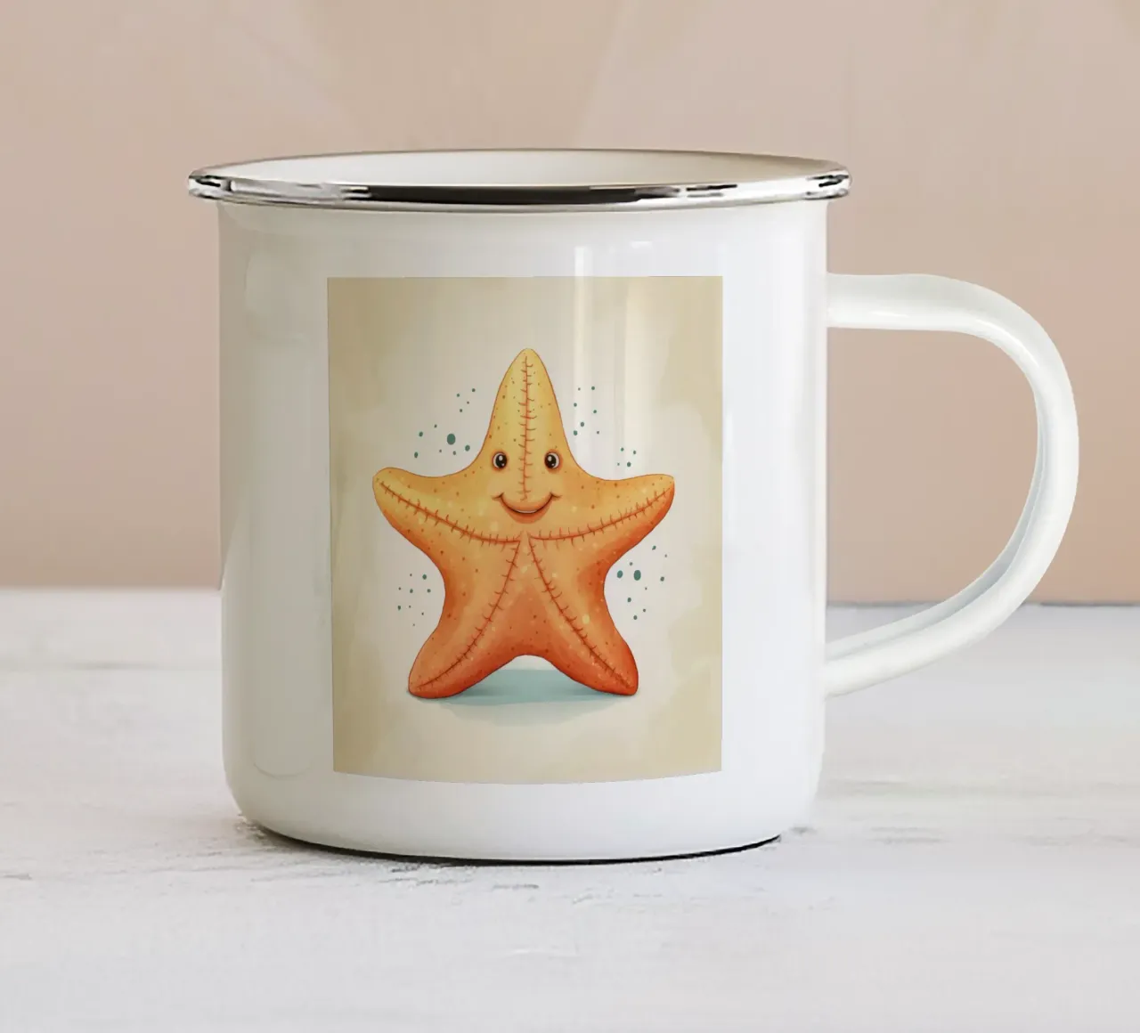 Retro Zeester emaille mok van Funny Animals