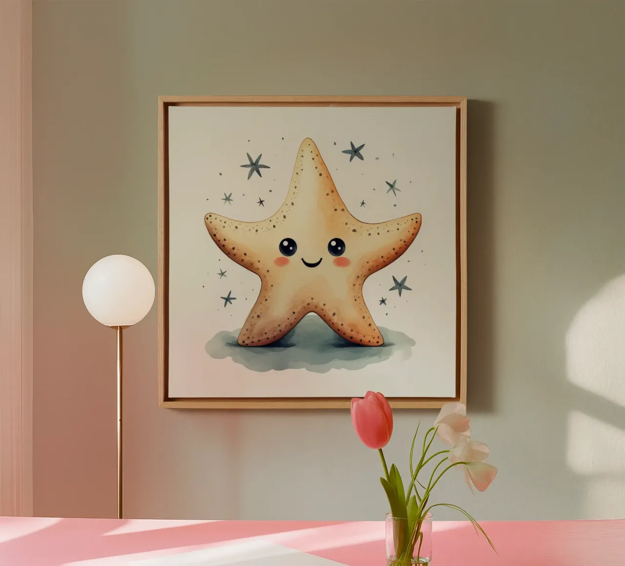 Retro Zeester canvas met Baklijst van Funny Animals