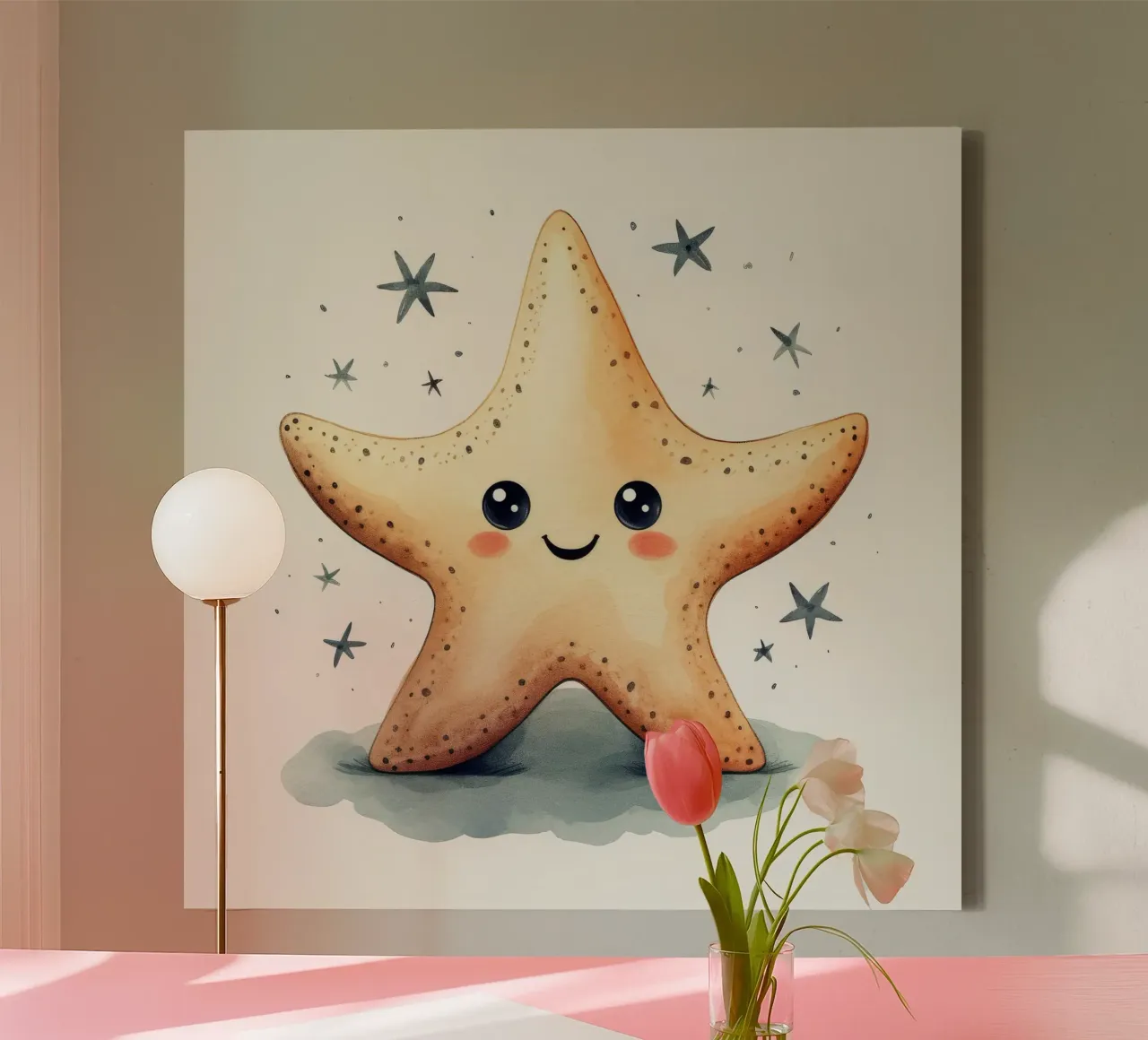 Retro Zeester canvas met Baklijst van Funny Animals
