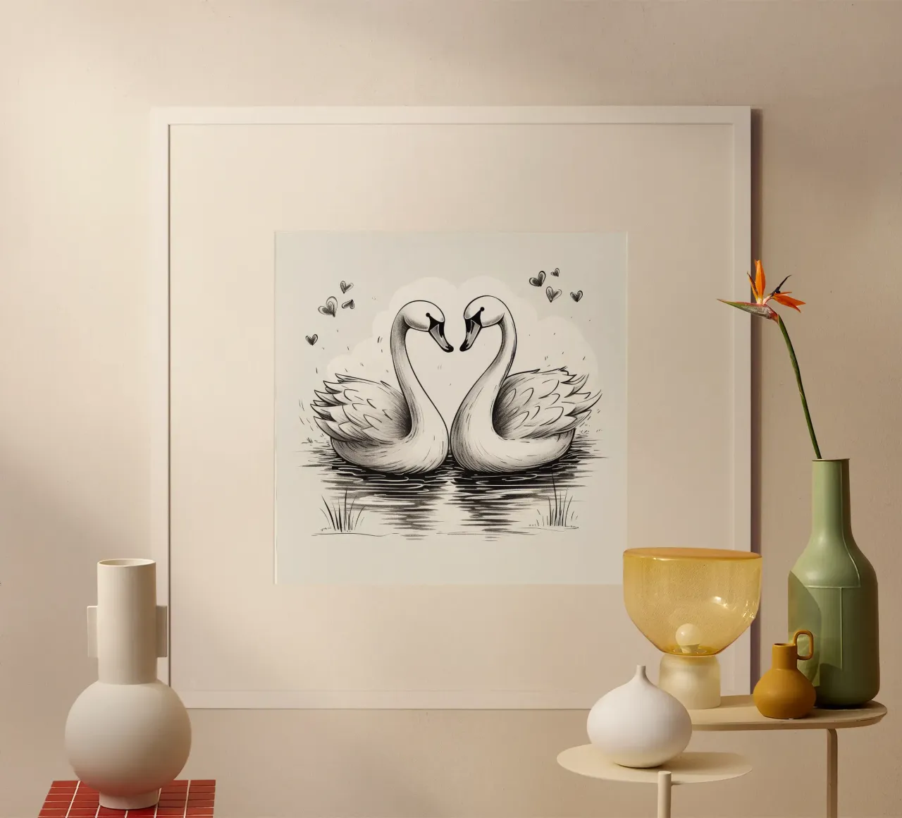 Duo di cigni retrò poster da Funny Animals