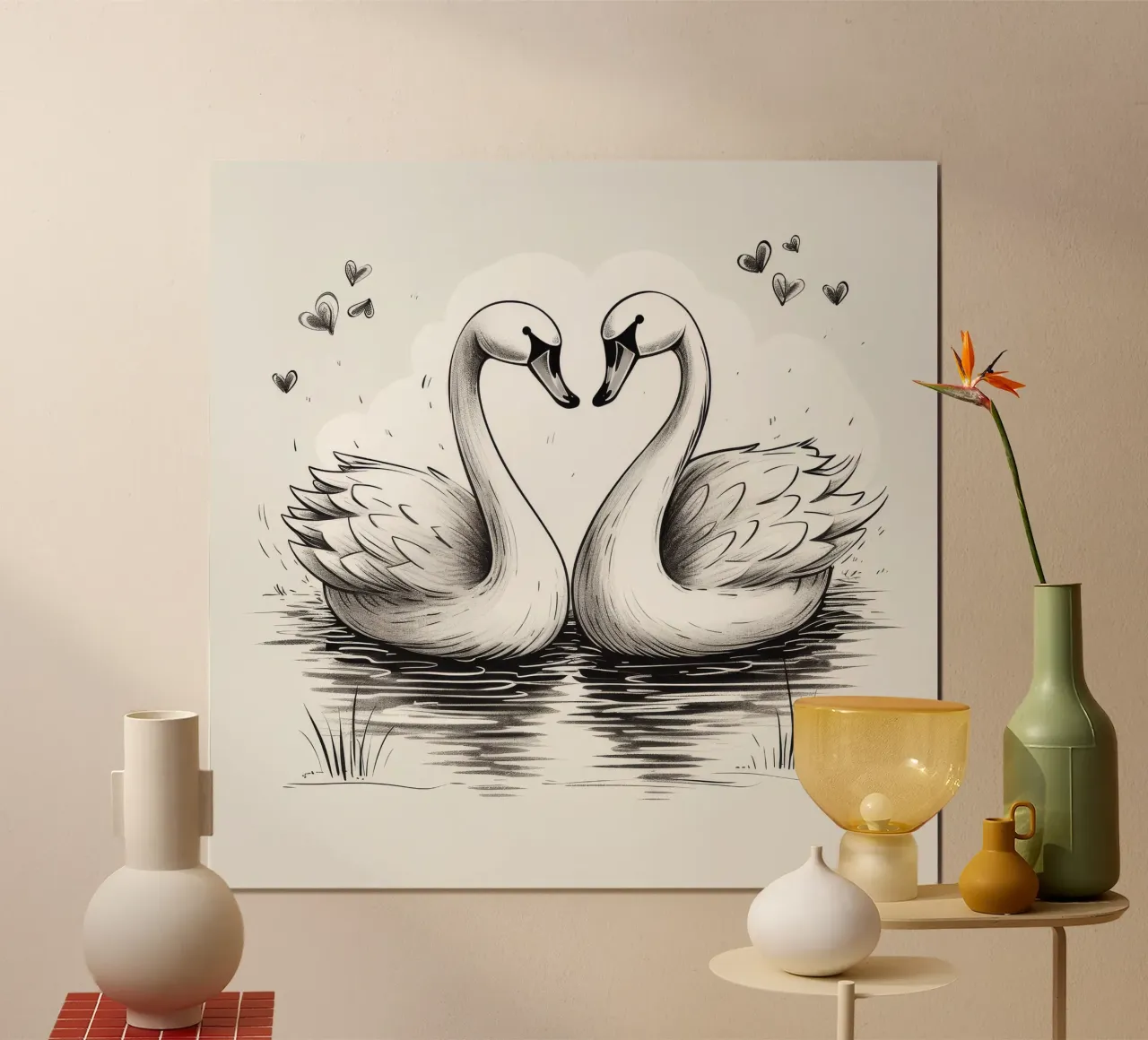Duo di cigni retrò poster da Funny Animals