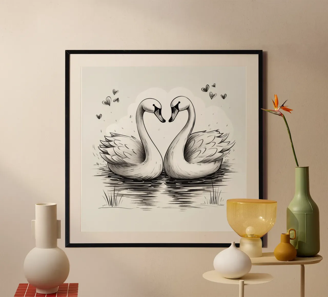 Duo di cigni retrò poster da Funny Animals