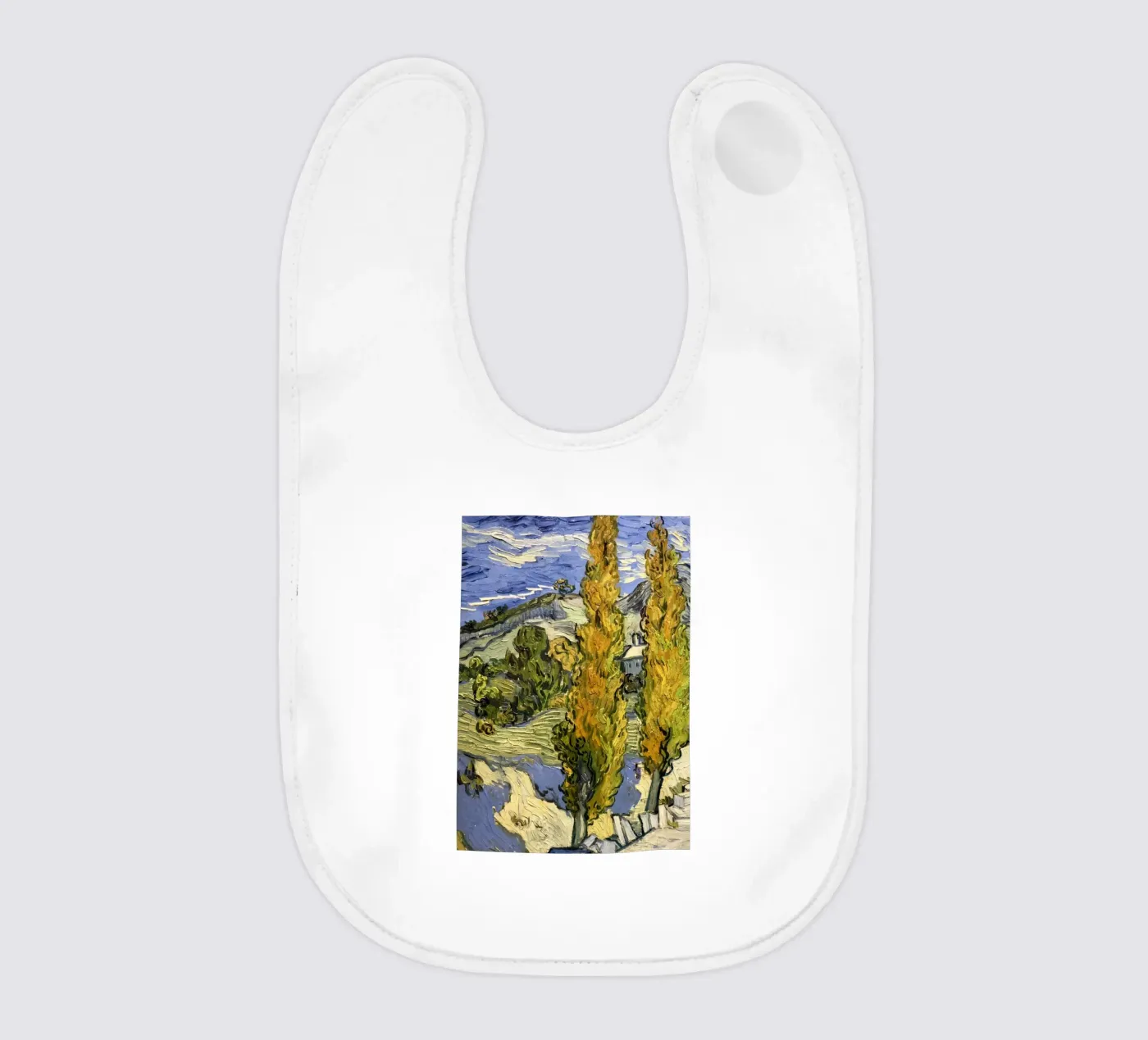 two large pine trees baby bib by cloud shop