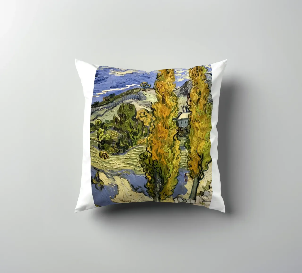 two large pine trees decorative cushion by cloud shop