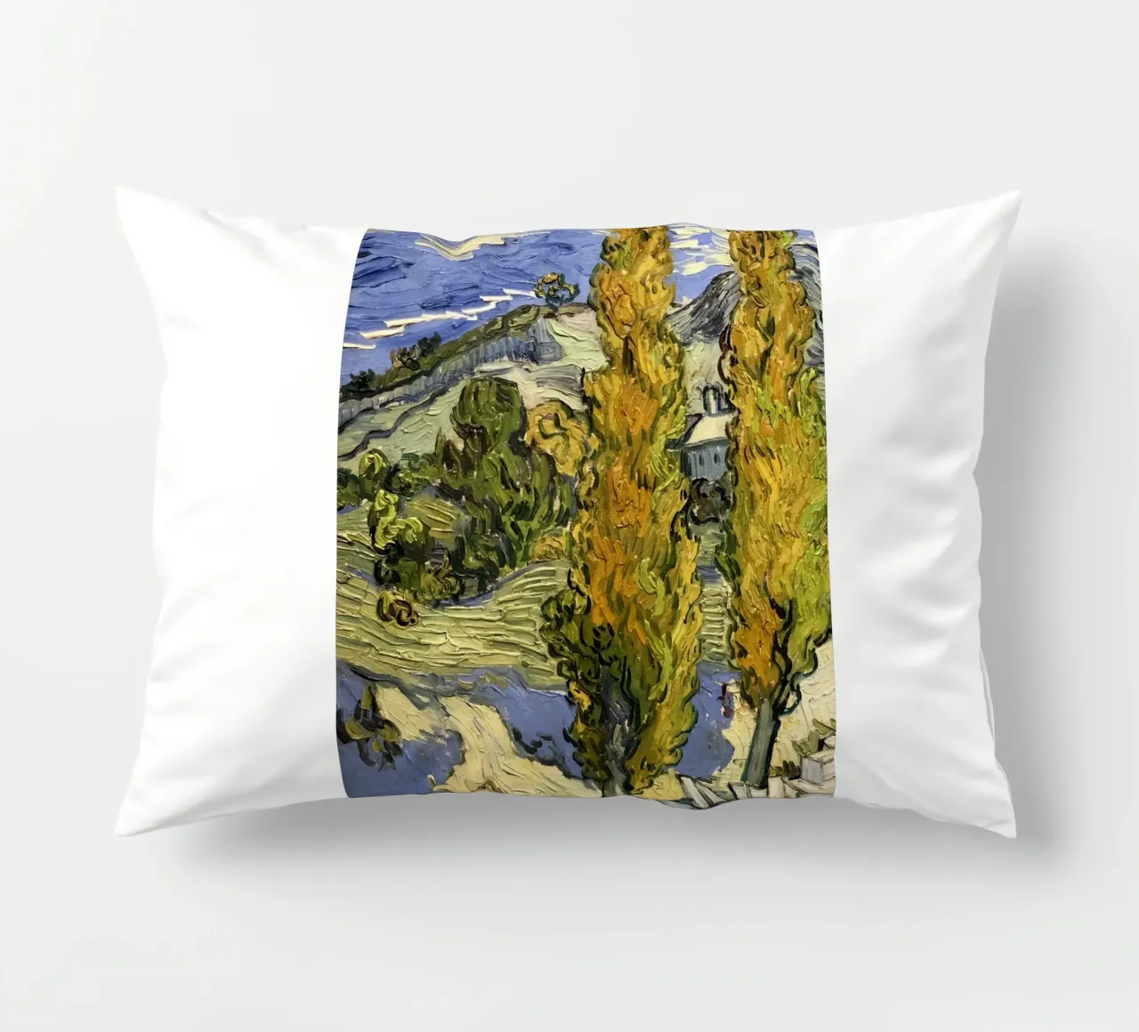 two large pine trees decorative cushion by cloud shop