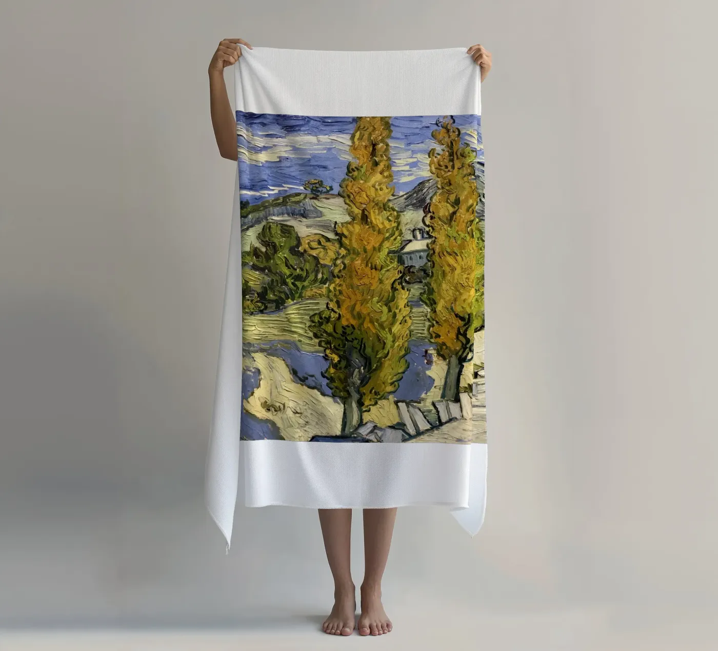 two large pine trees strandhanddoek van cloud shop