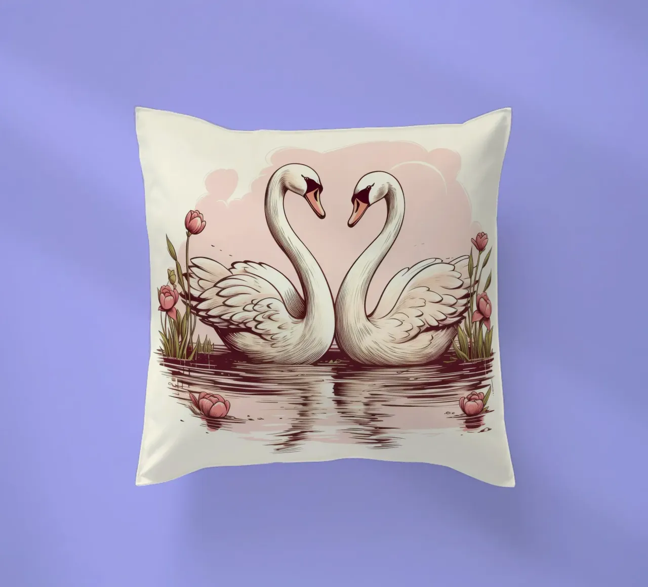 Duo di cigni retrò cuscino da Funny Animals