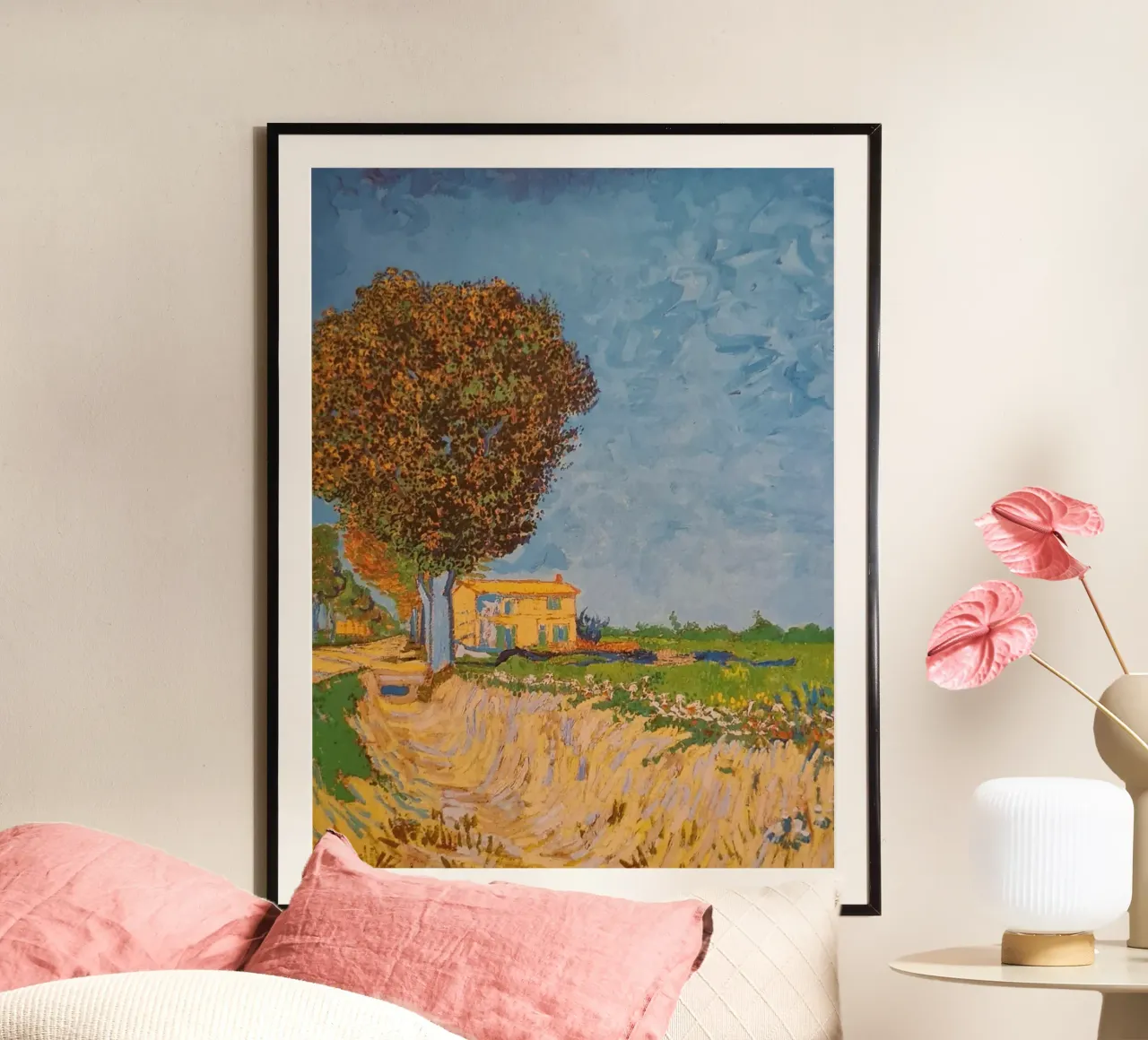 fiume secco sul ciglio della strada poster con telaio in legno da cloud shop